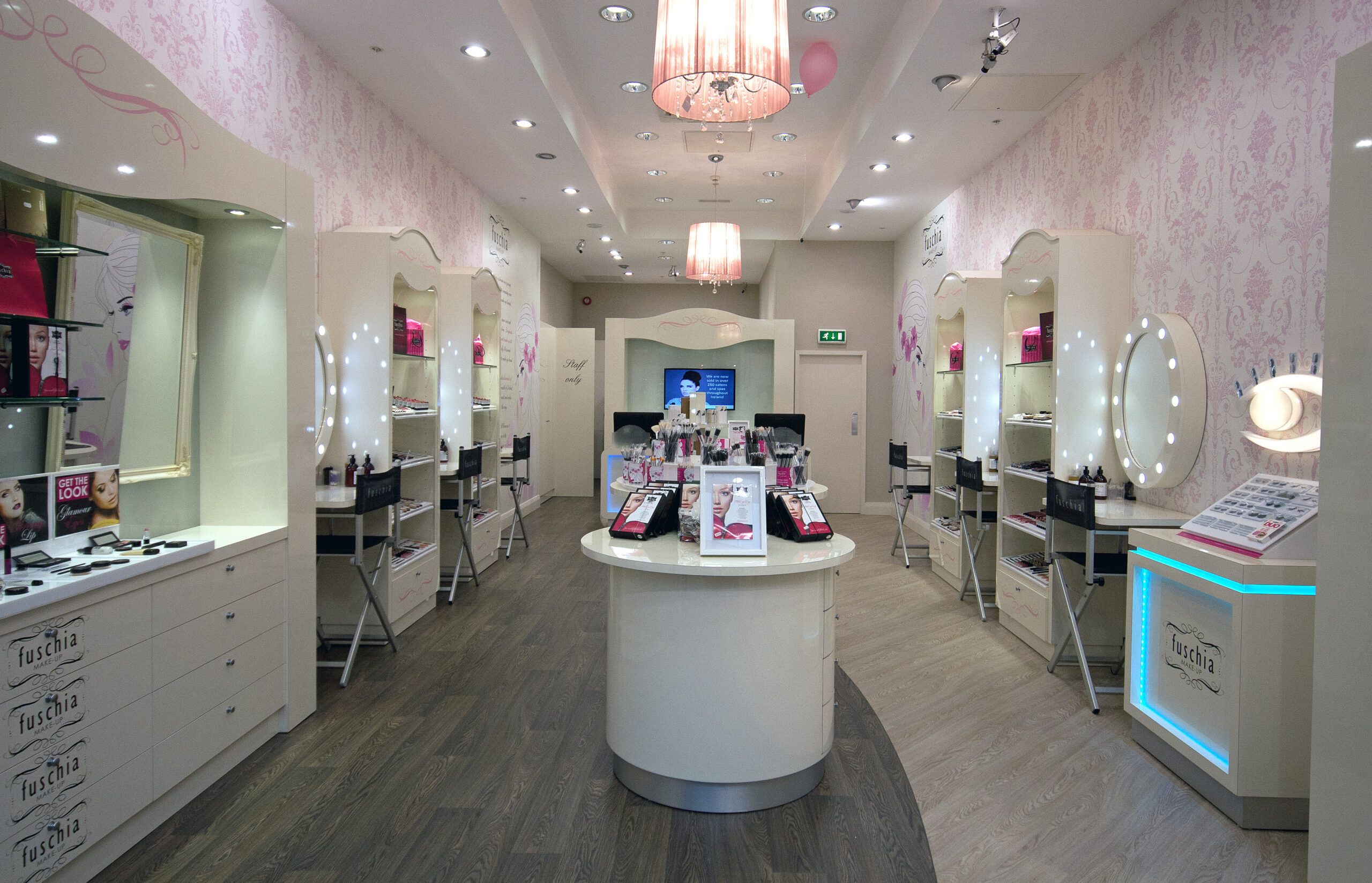 Overall view of Fuschia make-up store